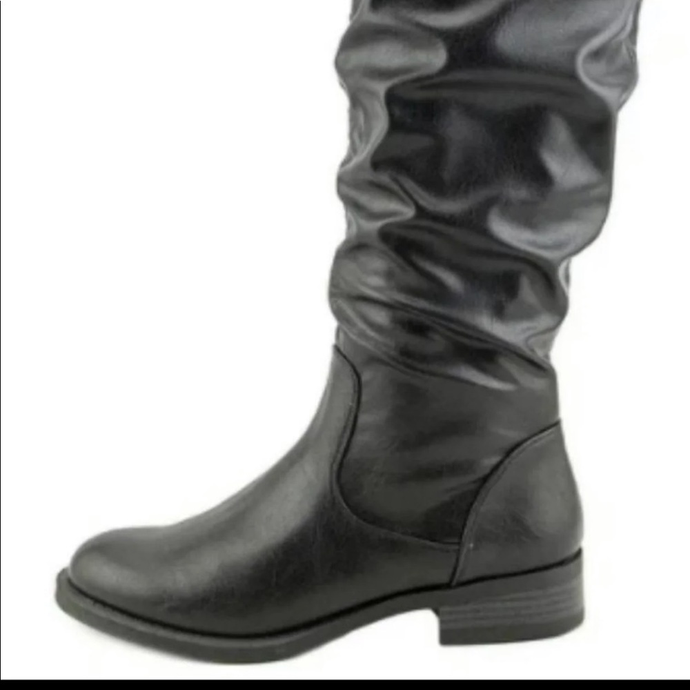 Nine West Leonora Black Leather Knee High Slouchy Boots - Picture 2 of 11
